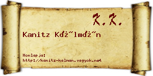 Kanitz Kálmán névjegykártya